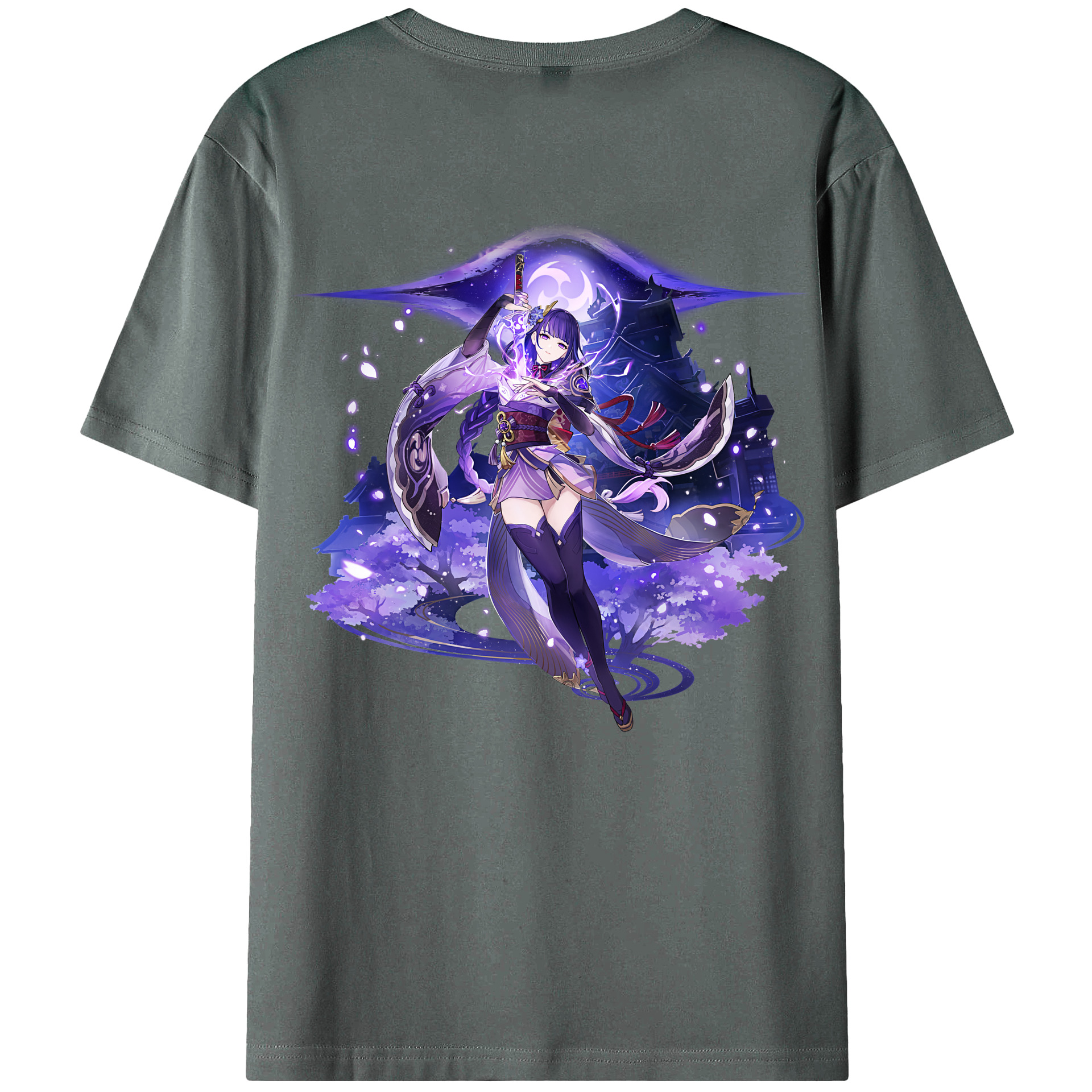 げんし神 雷電将軍 らいでんしょうぐん genshin Raiden Shogun 綿100％半袖Tシャツ（背面プリント）